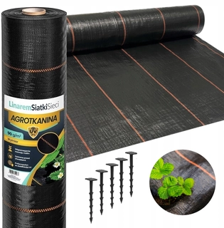 Agrotextília - Mulčovacia agrolátka (proti burine) Linárne pletivo čierna 80 x 10000 cm 90 g/m² + KOLÍKY KOLÍKY DO AGROTKANICKÝCH SIETE NA KRTKY 50 ks
